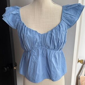 Abercrombie & Fitch Light Blue Ruffled Blouse